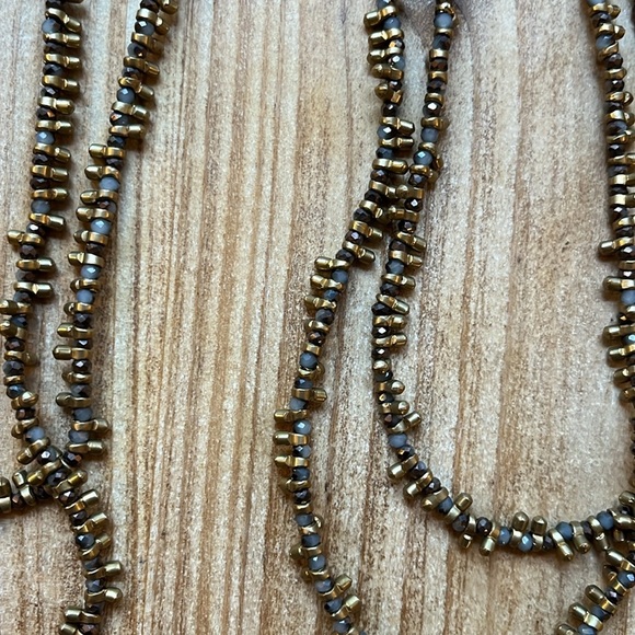 ✨ Unique Boho Gem and Antique Gold Statement Necklace ✨ 25” - Picture 5 of 13